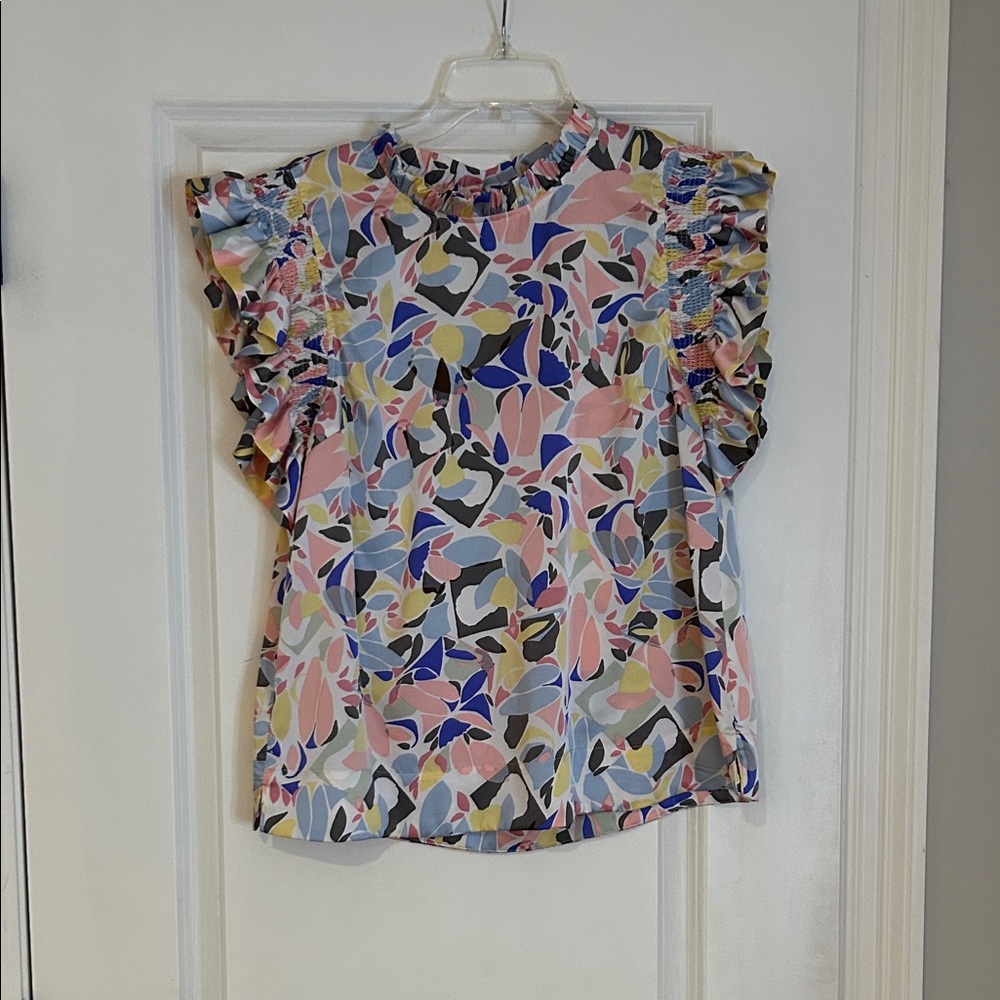 JODIFL Multicolor Ruffle Sleeve Blouse